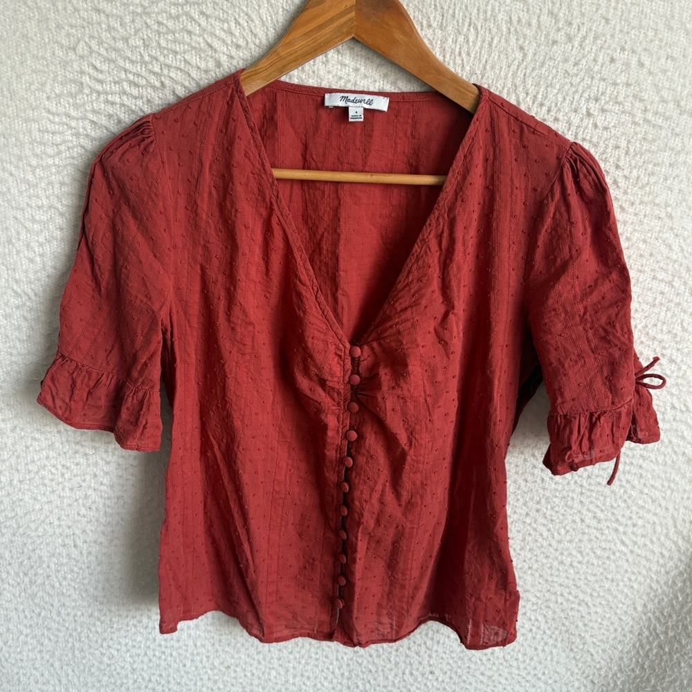 Madewell Shirt Womens Size 4 Burnt Orange Button-Up Top